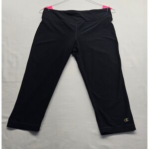 Champion Womens Double Dry Capri Leggings Black Activewear Tights Size M
